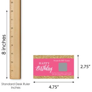 Big Dot of Happiness Chic Happy Birthday - Pink and Gold - Birthday Party Game Scratch Off Cards - 22 Count