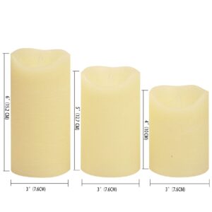 CANDLE CHOICE Battery Operated Flameless Candles with Remote Timer Real Wax Realistic Flickering Fake Electric LED Pillar Candles for Wedding Christmas Party Decorations Table Centerpieces 3 Pack