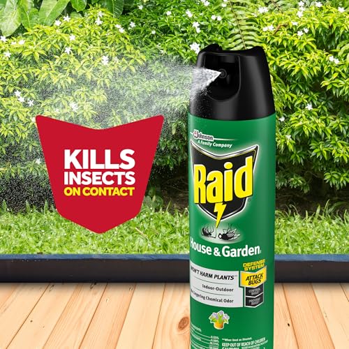 Raid House and Garden Insect Killer Spray, for Indoor & Outdoor Use, Won't Harm Plants, 11 oz