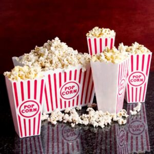 NOVELTY PLACE Plastic Red & White Striped Classic Popcorn Containers for Movie Night - 7.8" Tall x 3.8" Square (8 Pack)