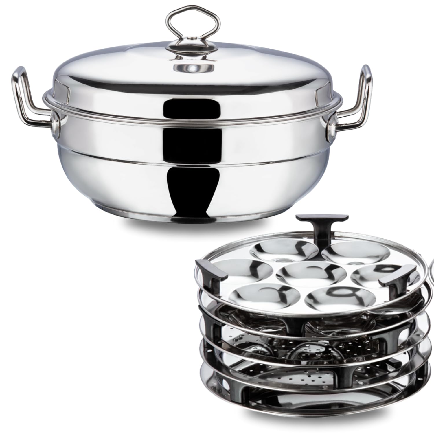 Vinod Stainless Steel 6 pcs Multi Kadai (Induction Friendly) lid, 26cm