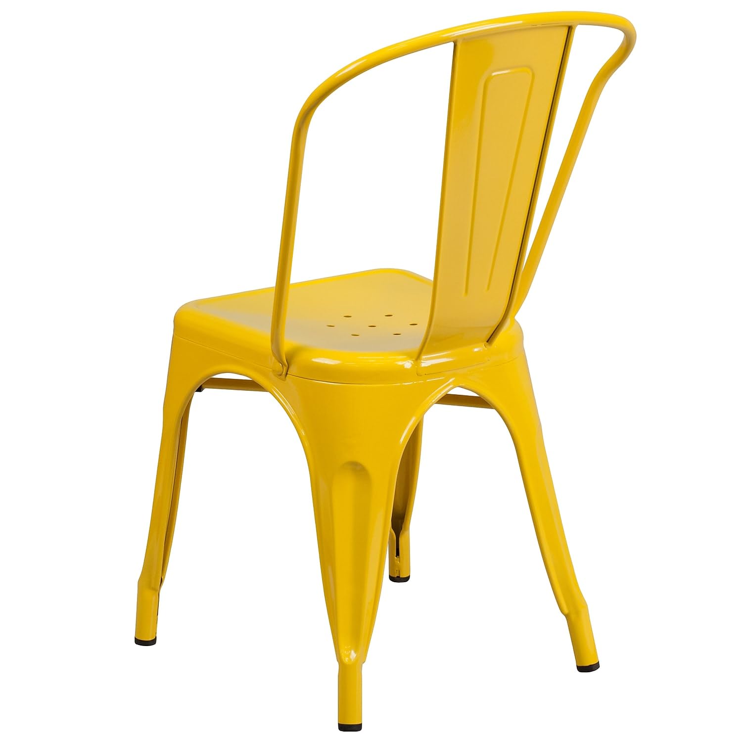 Flash Furniture Luke Commercial Grade 4 Pack Yellow Metal Indoor-Outdoor Stackable Chair