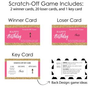 Big Dot of Happiness Chic Happy Birthday - Pink and Gold - Birthday Party Game Scratch Off Cards - 22 Count