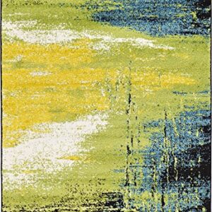 Unique Loom Lyon Collection Modern Abstract Area Rug, 4 x 6 ft, Light Green/Blue