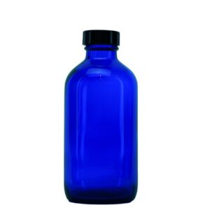 premium vials 8 oz cobalt blue glass boston round bottle with poly seal cone cap (12 pack)