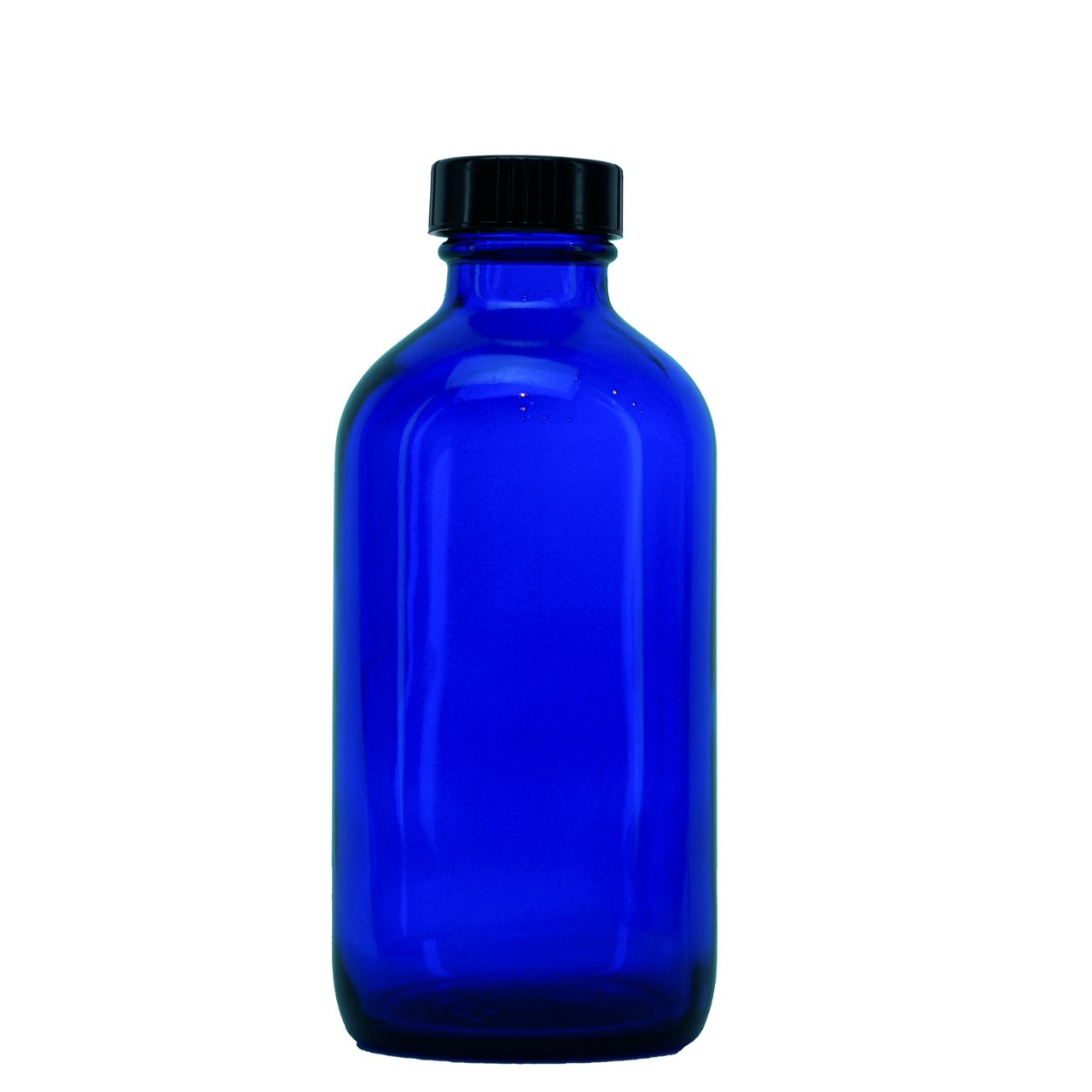 Premium Vials 8 oz Cobalt Blue Glass Boston Round Bottle with Poly Seal Cone Cap (12 Pack)