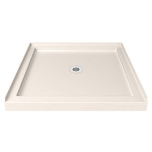 dreamline slimline 36 in. d x 36 in. w x 2 3/4 in. h center drain single threshold shower base in biscuit, dlt-1136360-22