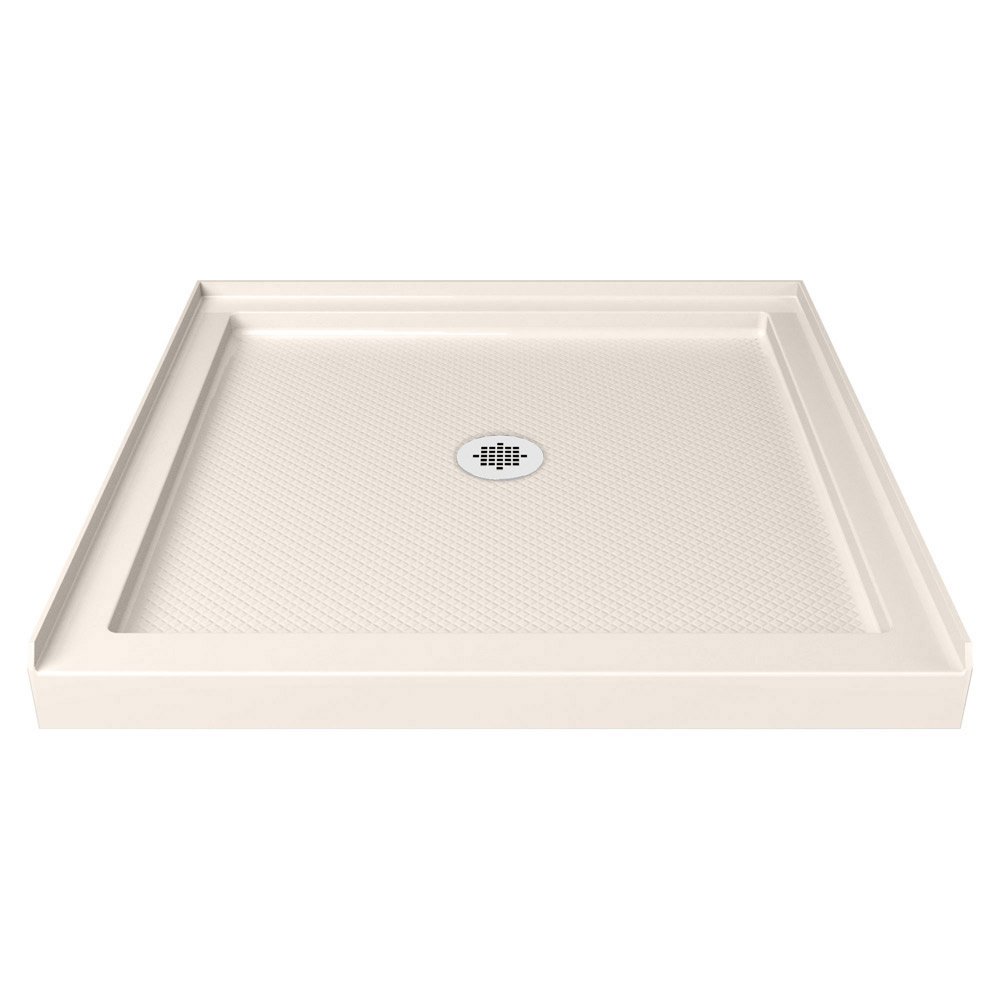 DreamLine SlimLine 32 in. D x 32 in. W x 2 3/4 in. H Center Drain Single Threshold Shower Base in Biscuit, DLT-1132320-22