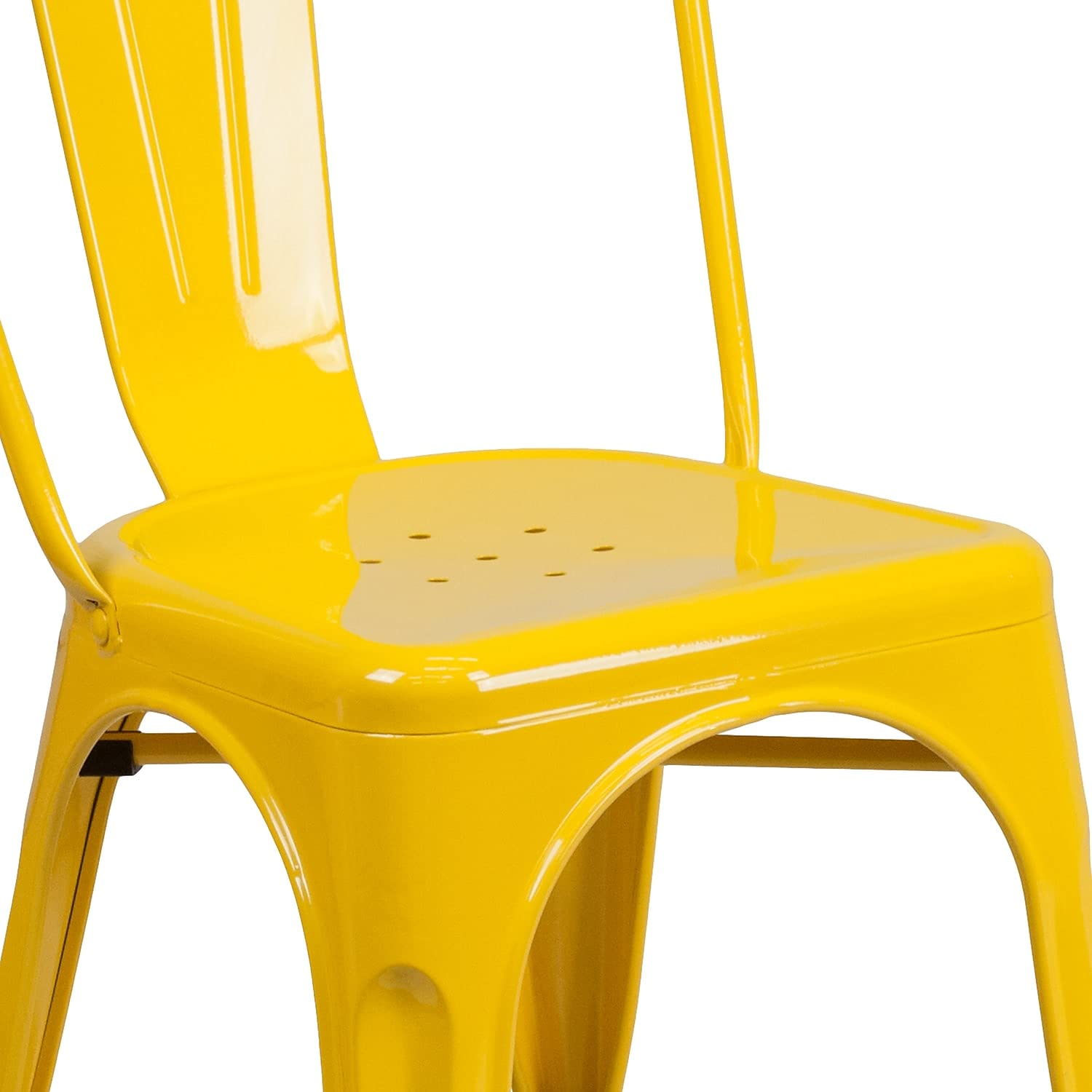 Flash Furniture Luke Commercial Grade 4 Pack Yellow Metal Indoor-Outdoor Stackable Chair