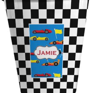 RNK Shops Personalized Checkers & Racecars Waste Basket - Single Sided (Black)