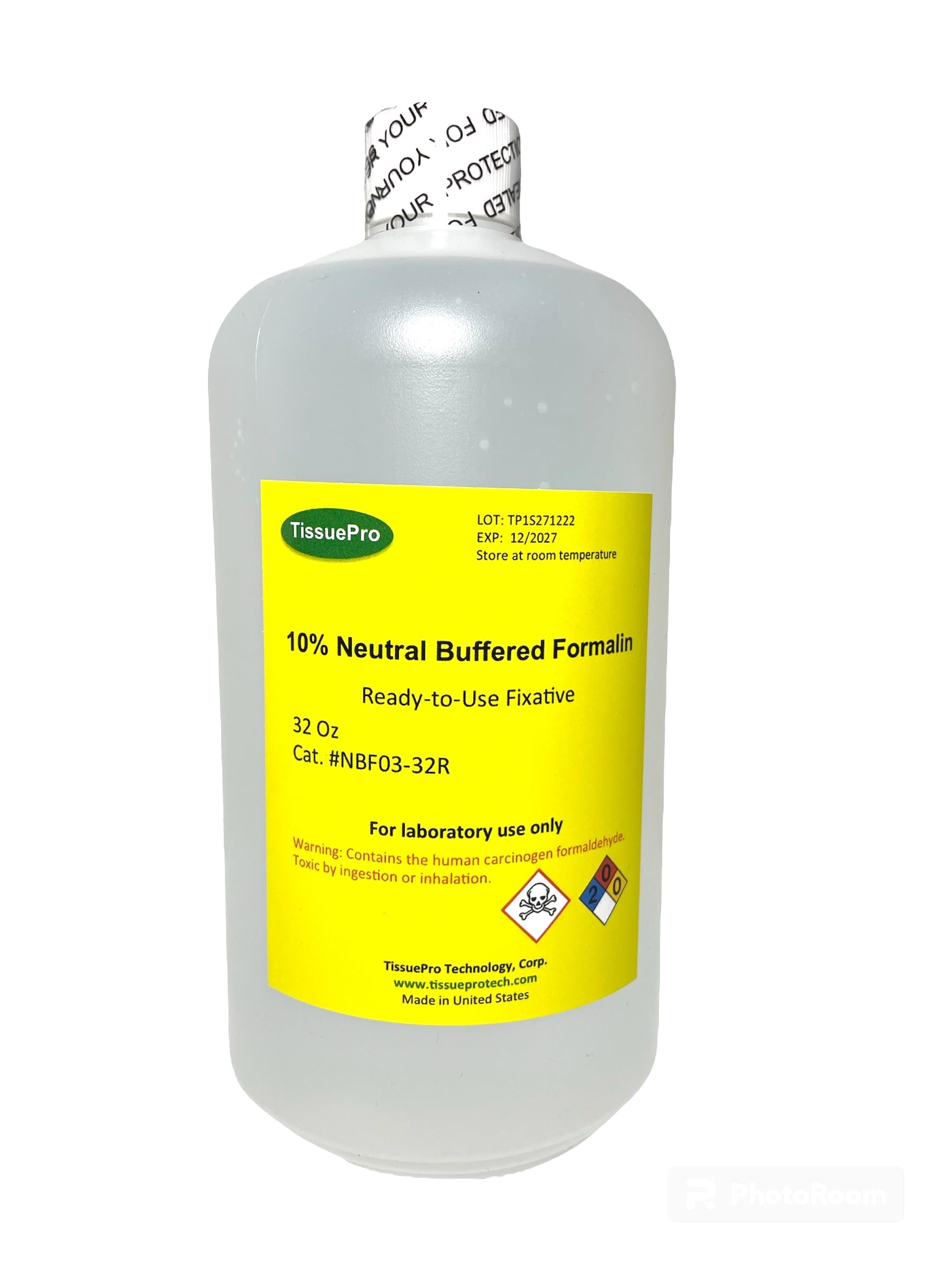 Tissue Pro - 10% Neutral Buffered Formalin (NFB) Ready-to-Use Histological Tissue Fixative, Formaldehyde Wet Specimen Preservation, Research Chemical