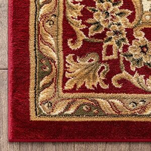 Well Woven Pastoral Medallion Red French European Formal Traditional Area Rug (7'10" x 10'6") Contemporary Floral Thick Soft Plush Living Dining Room Rug