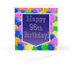 balloons with purple banner happy 96th birthday - greeting card, 6 x 6 inches, single (gc_174860_5)