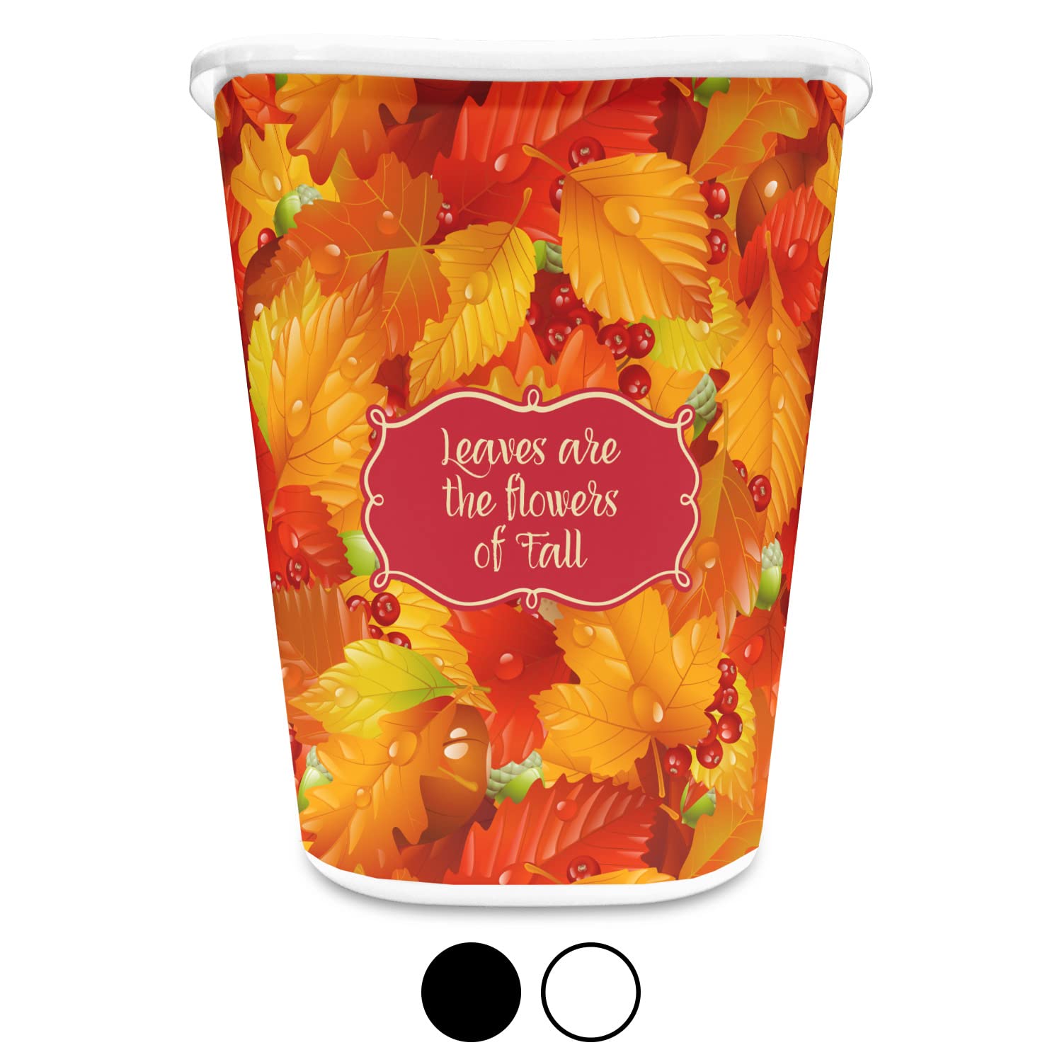 RNK Shops Personalized Fall Leaves Waste Basket - Single Sided (White)