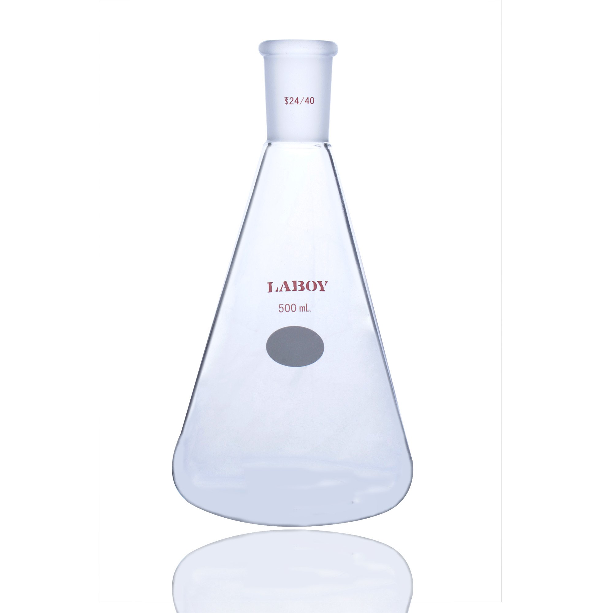 Laboy Glass 500mL Erlenmeyer Flask Jointed Heavy Wall with 24/40 Standard Taper Joint Organic Chemistry Lab Glassware