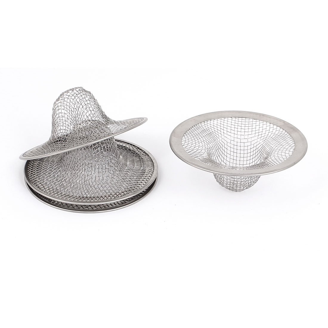 uxcell Mesh Hole Kitchen Bathroom Slop Laundry Basin Basket Sink Drain Strainer Hair Catcher 4Pcs Silver Tone