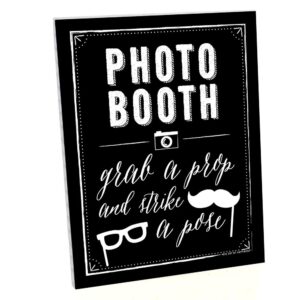 big dot of happiness photo booth sign - printed on sturdy plastic material - photo booth decorations - sign for photo booth 10.5 x 13.75 inches - sign with stand - 1 piece