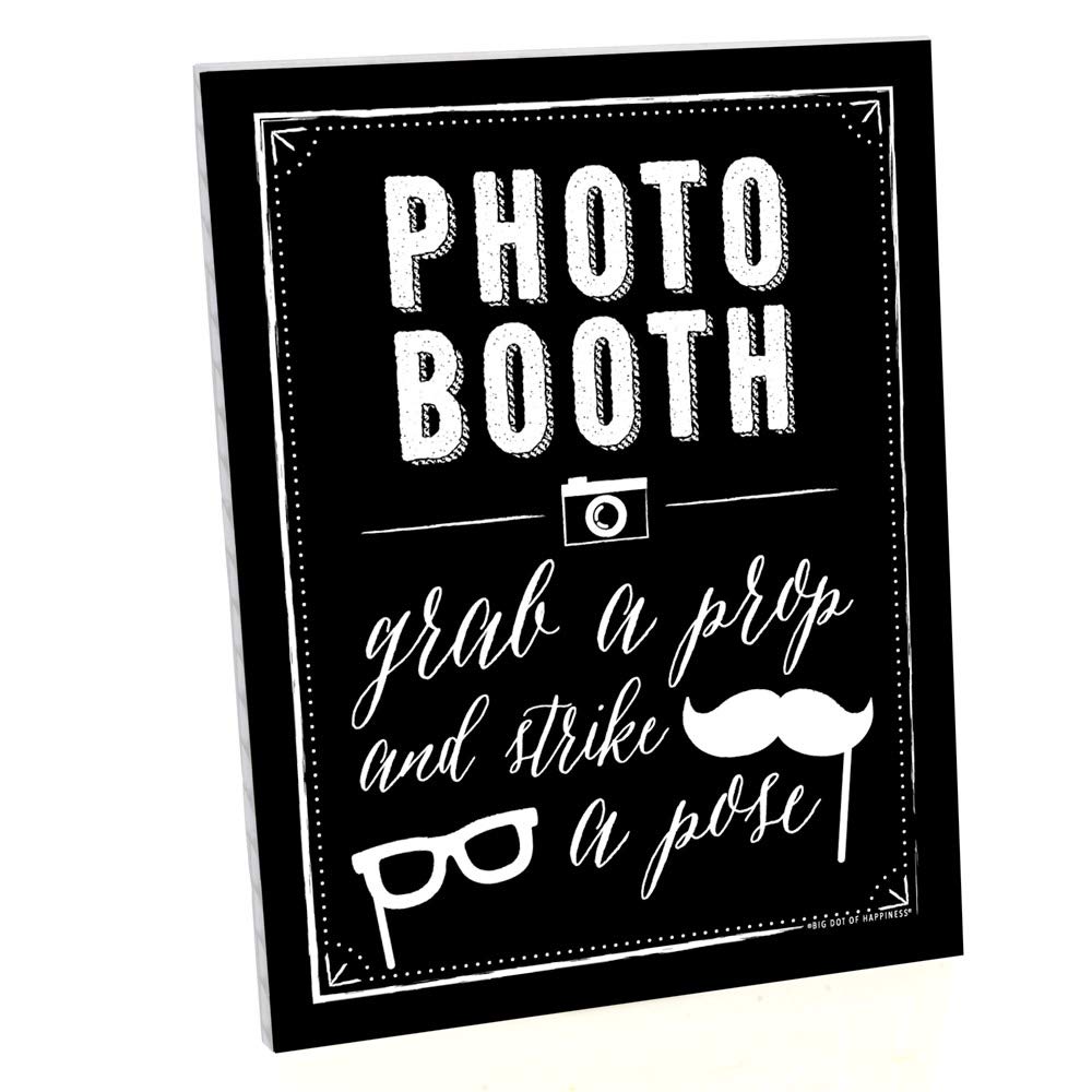 Big Dot of Happiness Photo Booth Sign - Printed on Sturdy Plastic Material - Photo Booth Decorations - Sign for Photo Booth 10.5 x 13.75 inches - Sign with Stand - 1 Piece