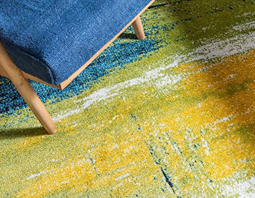 Unique Loom Lyon Collection Modern Abstract Area Rug, 4 x 6 ft, Light Green/Blue