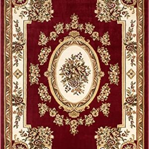 Well Woven Pastoral Medallion Red French European Formal Traditional Area Rug (7'10" x 10'6") Contemporary Floral Thick Soft Plush Living Dining Room Rug