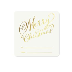 andaz press christmas collection, square gift label stickers, stylized merry christmas to from, metallic gold ink, 40-pack gold christmas tags christmas name tags stickers christmas sticker tags