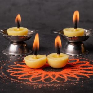 Swaha Easy Diya ghee Wicks/Diya batti with, 30 Pieces, 30 min Burning time, Wax Free, clarified Butter Wicks for Puja, Yoga & Meditation