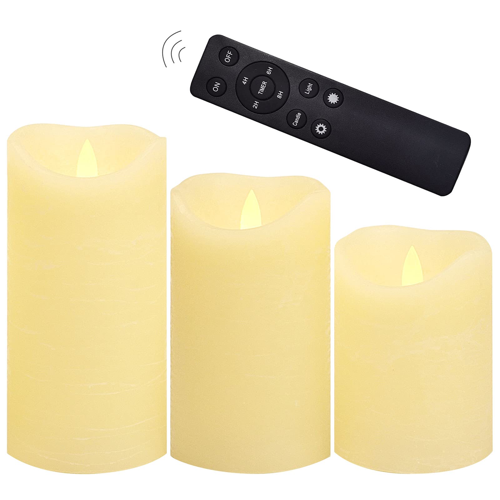 CANDLE CHOICE Battery Operated Flameless Candles with Remote Timer Real Wax Realistic Flickering Fake Electric LED Pillar Candles for Wedding Christmas Party Decorations Table Centerpieces 3 Pack