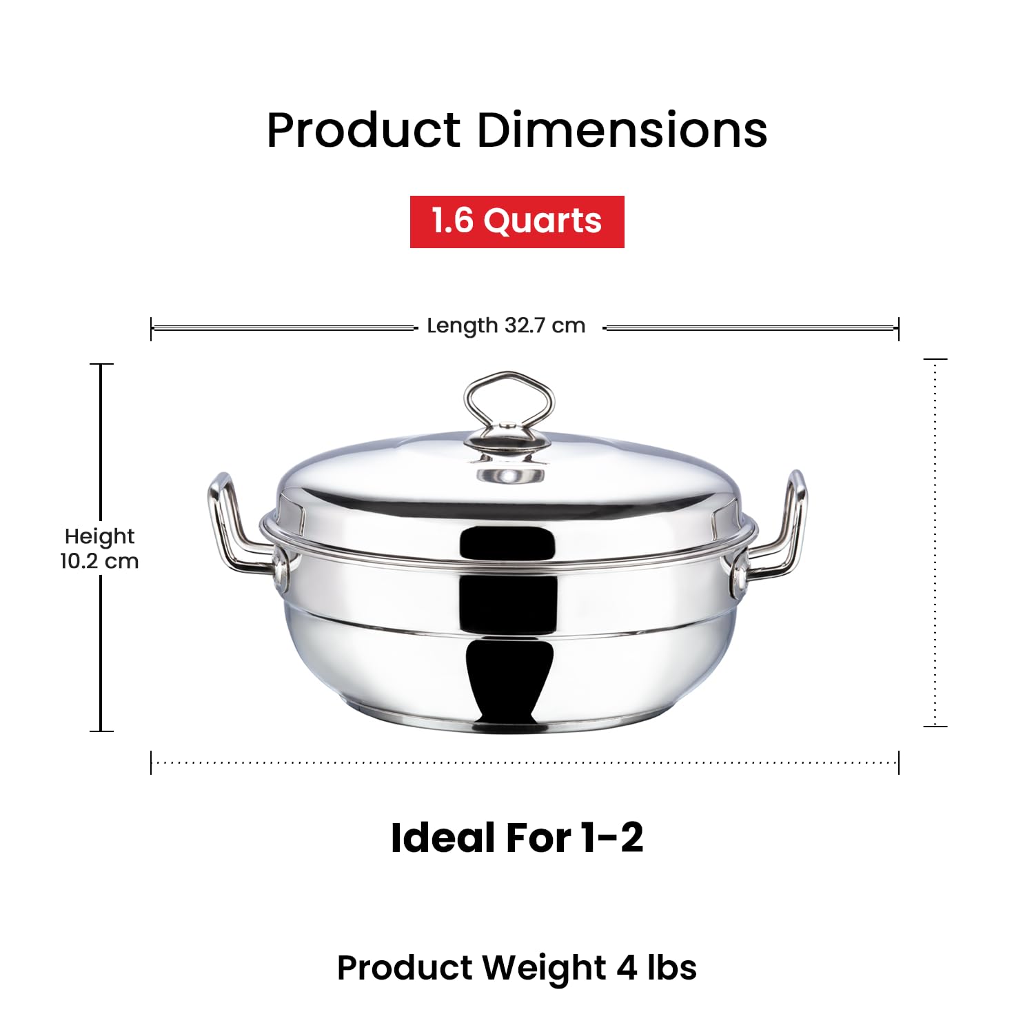 Vinod Stainless Steel 6 pcs Multi Kadai (Induction Friendly) lid, 26cm