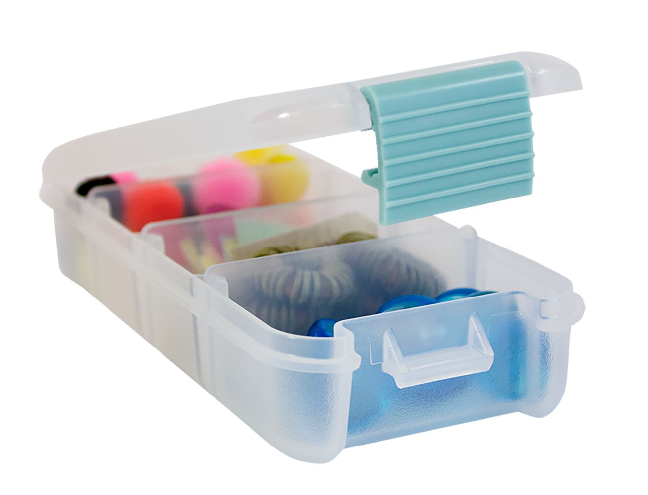 Creative Options 1309-80 Soft Blue Pro-Latch Mini Sideways Utility Organizer with 1 to 4 Adjustable Compartments