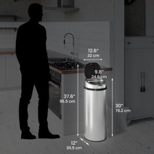 iTouchless 13 Gallon Touchless Sensor Garbage Can, Stainless Steel, Round Sensor Automatic Trash Can for Kitchen and Office