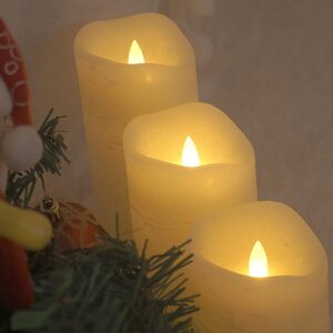 CANDLE CHOICE Battery Operated Flameless Candles with Remote Timer Real Wax Realistic Flickering Fake Electric LED Pillar Candles for Wedding Christmas Party Decorations Table Centerpieces 3 Pack