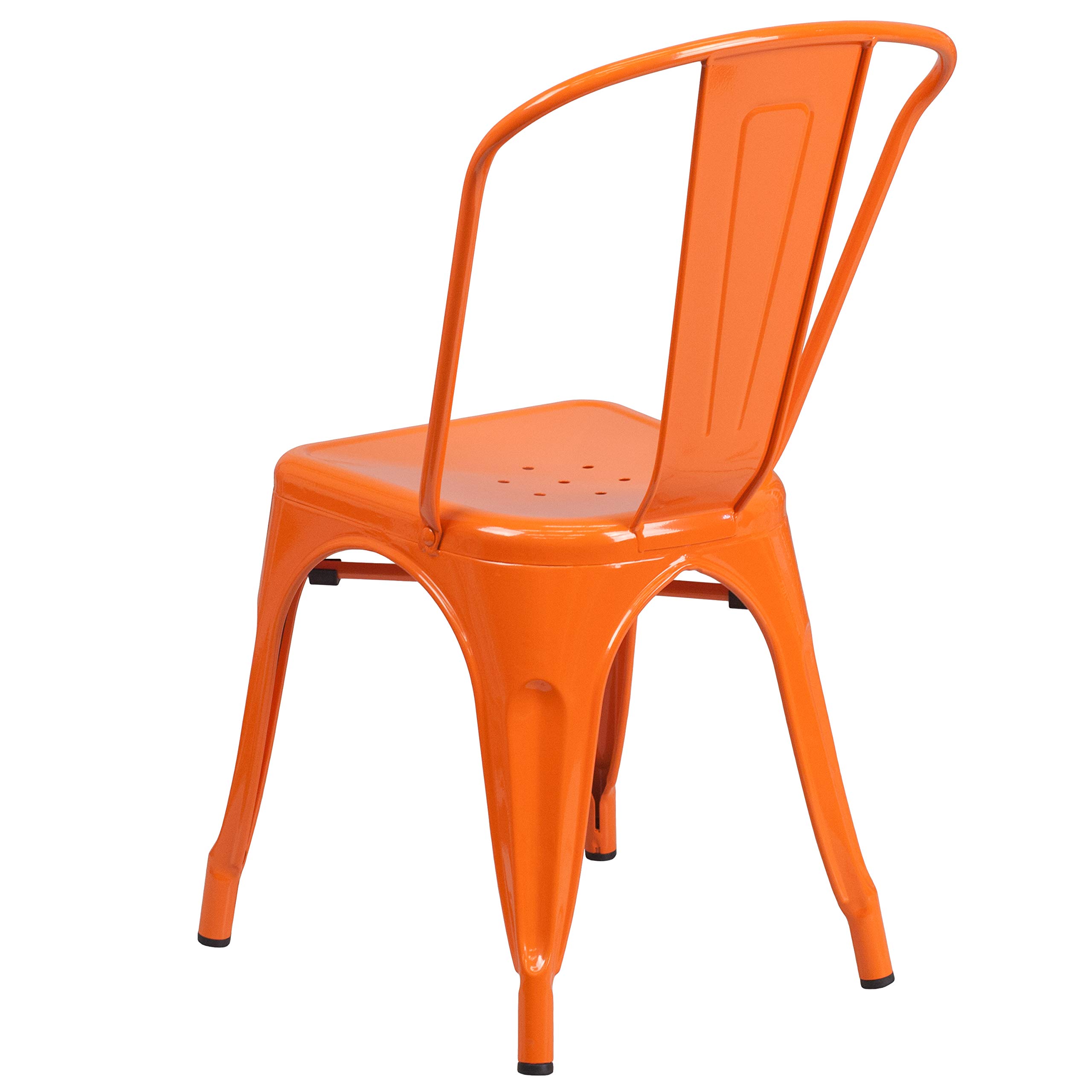 Flash Furniture Luke Commercial Grade 4 Pack Orange Metal Indoor-Outdoor Stackable Chair