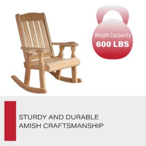 Amish Casual Heavy Duty 600 Lb Mission Pressure Treated Rocking Chair with Cupholders (Unfinished)