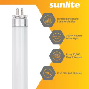 Sunlite 30257 F54T5/835/HO 4 Foot T5 Linear Fluorescent Lamp, 54 Watts, 5000 Lumens, 3500K Neutral White, Miniature G5 Bi-Pin Base, High Performance Straight Tube, 12 Pack