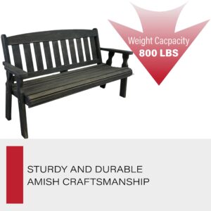 Amish Heavy Duty 800 Lb Mission Pressure Treated Garden Bench(5 Foot, Semi-Solid Black Stain)