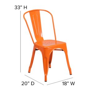 Flash Furniture Luke Commercial Grade 4 Pack Orange Metal Indoor-Outdoor Stackable Chair