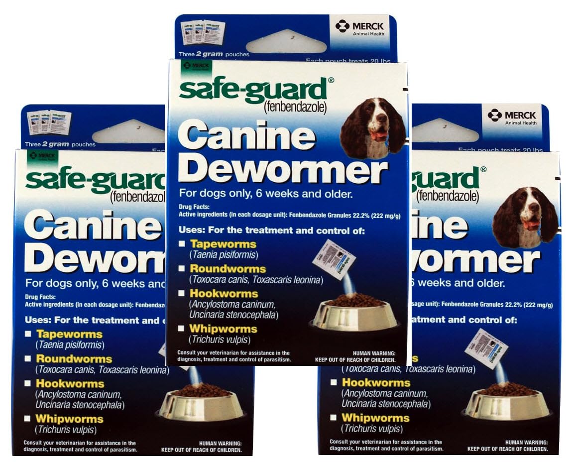 Safe-Guard Canine Dewormer For Dogs Only, 6 Weeks and Older, 9 Pouches Total(3 Packages with 3 Pouches each)