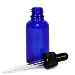 12, Cobalt Blue, 1 oz, Glass Bottles, with Glass Eye Droppers