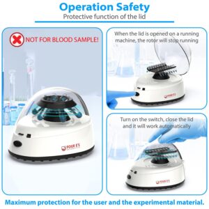 FOUR E'S SCIENTIFIC Mini Centrifuge 5400rpm, 2000 x g RCF with 2 Interchangeable Rotors for 0.2/0.5/1.5/2mL Tube Capacity - NOT for Blood Samples