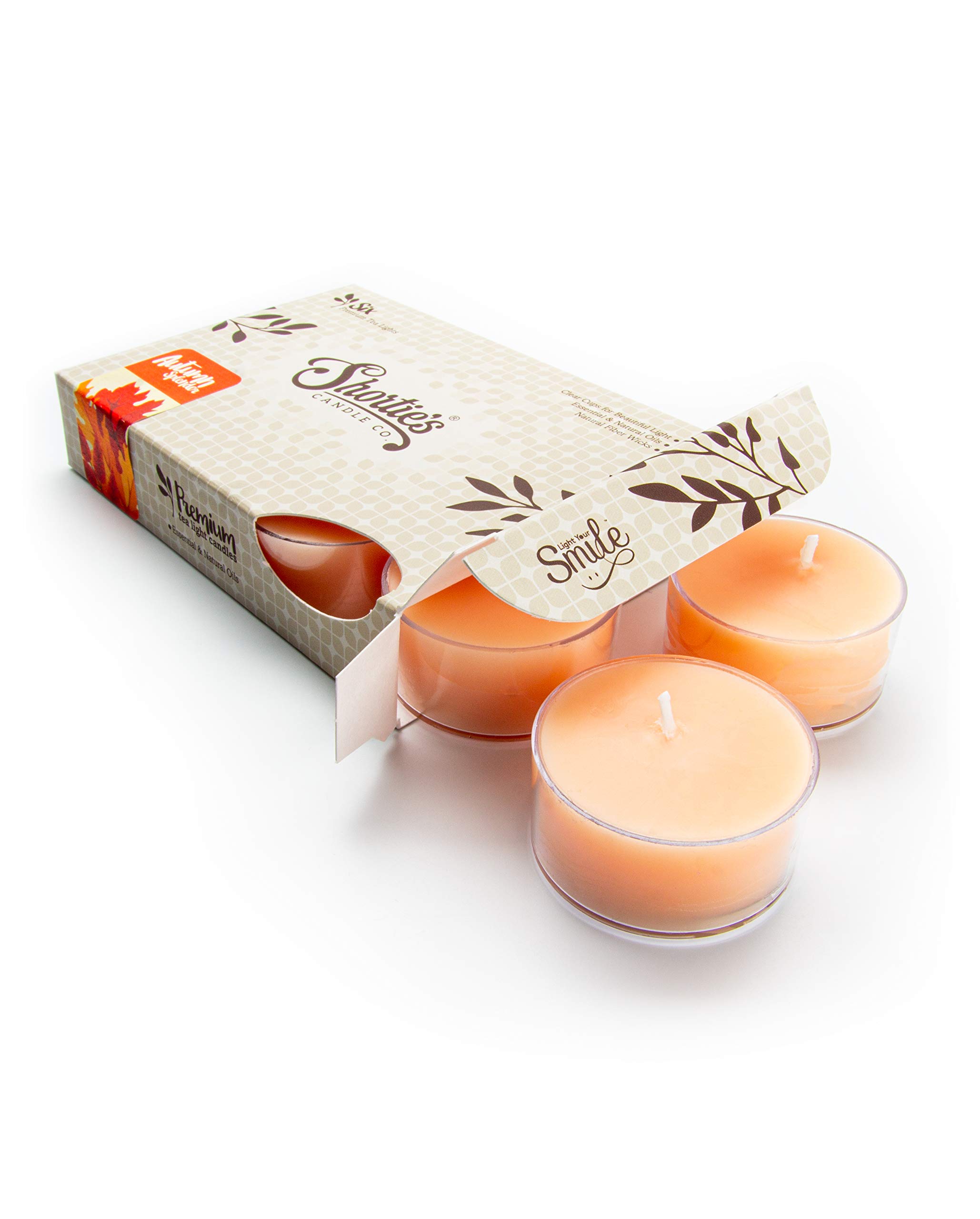 Autumn Splendor Premium Tealight Candles - Highly Scented with Essential Oils - 6 Orange Tea Lights - Beautiful Candlelight - Made in The USA - Christmas & Holiday Collection