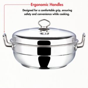 Vinod Stainless Steel 6 pcs Multi Kadai (Induction Friendly) lid, 26cm