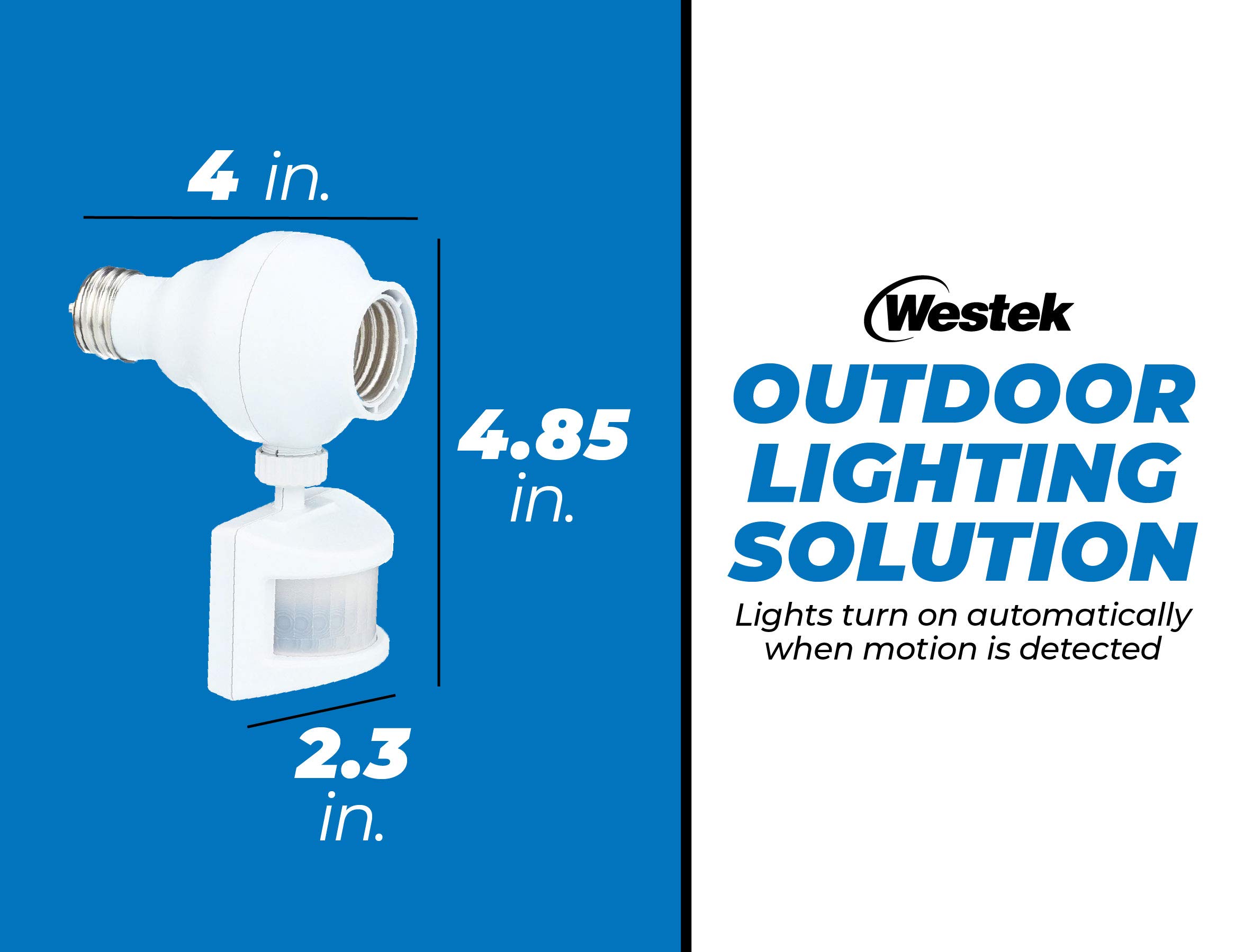 Westek Screw in Motion Sensor Light Socket for Outdoor Lighting, 2 Pack - This Motion Sensor Light Socket Adapter Turns On Lights When Movement is Detected, 20ft Distance - (OMLC163BC)