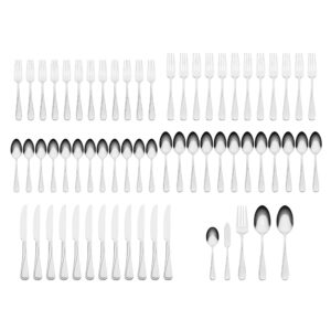 Oneida Soar 65Pc Flatware Set, 65 Count, Metallic