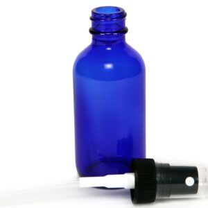 Vivaplex 2 oz Glass Bottles, with Black Fine Mist Sprayers, Cobalt Blue, 12-Count