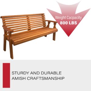 Amish Casual Heavy Duty 5 Foot Roll Back Outdoor Bench in Cedar Stain - Amish Made in The USA from Treated Pine for Outdoor Durability, 700 Lb Weight Capacity