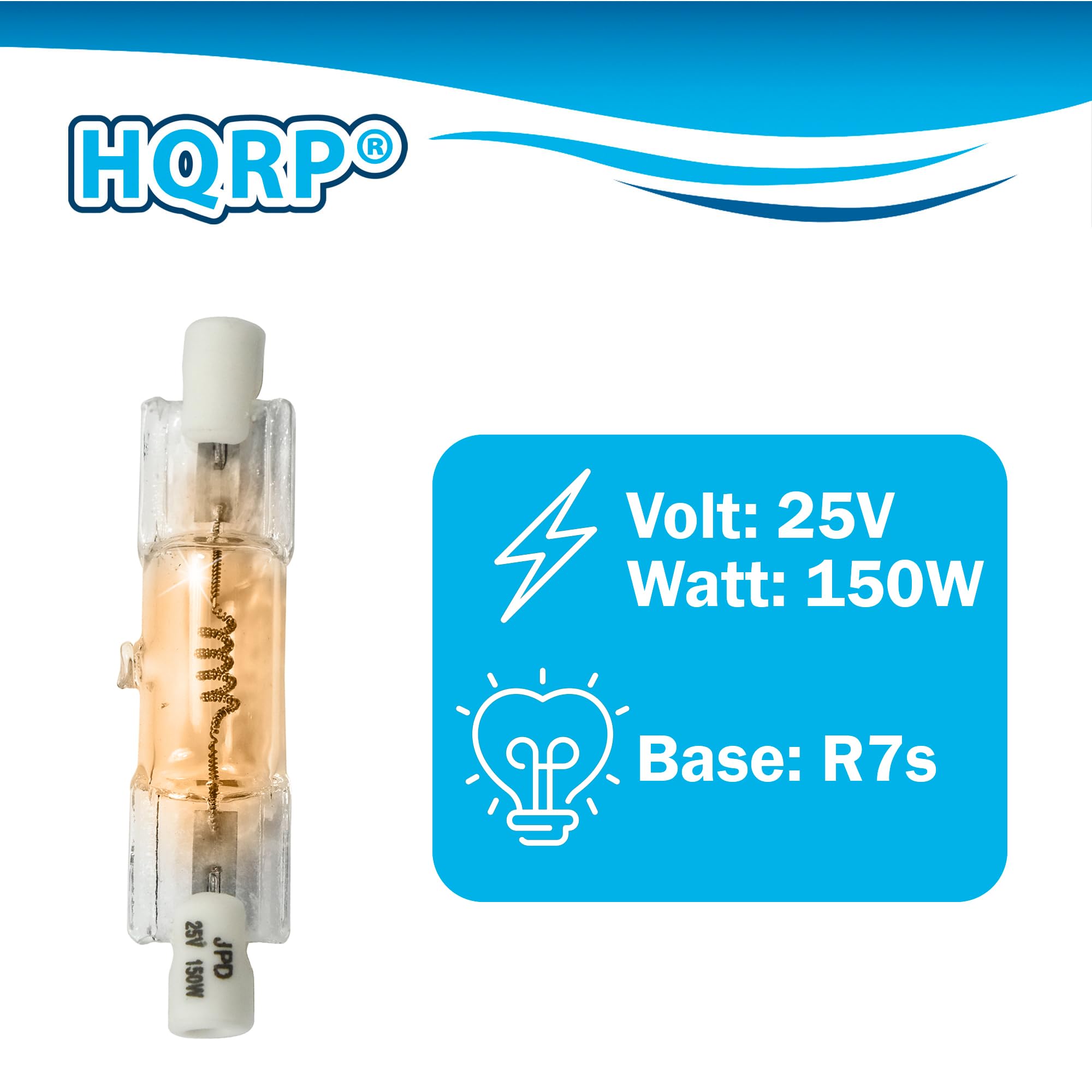 HQRP 2-Pack R7s Base Light Bulb 150W 25V Dental Halogen Lamp Compatible with Pelton & Crane LF+ LF-3 LF-2 LF1 LF 2470 Light Fantastic 1 I 2 II 3 III 6520000000158