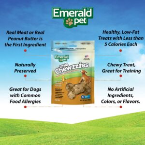 Emerald Pet Little Chewzzies Wheat Free Training Dog Treats — Healthy and Tasty Natural Dog Chews with Real Meat or Peanut Butter — Limited Ingredient Dog Treats Made in The USA — Peanut Butter, 5 oz