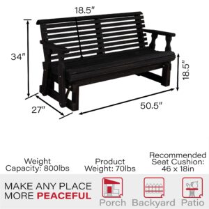 Amish Heavy Duty 800 Lb Roll Back Pressure Treated Porch Glider (4 Foot, Semi-Solid Black Stain)