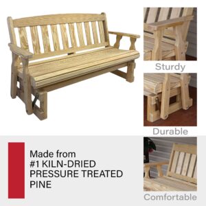 Amish Casual Heavy Duty 800 Lb Mission Pressure Treated Porch Glider (4 Foot, Unfinished)