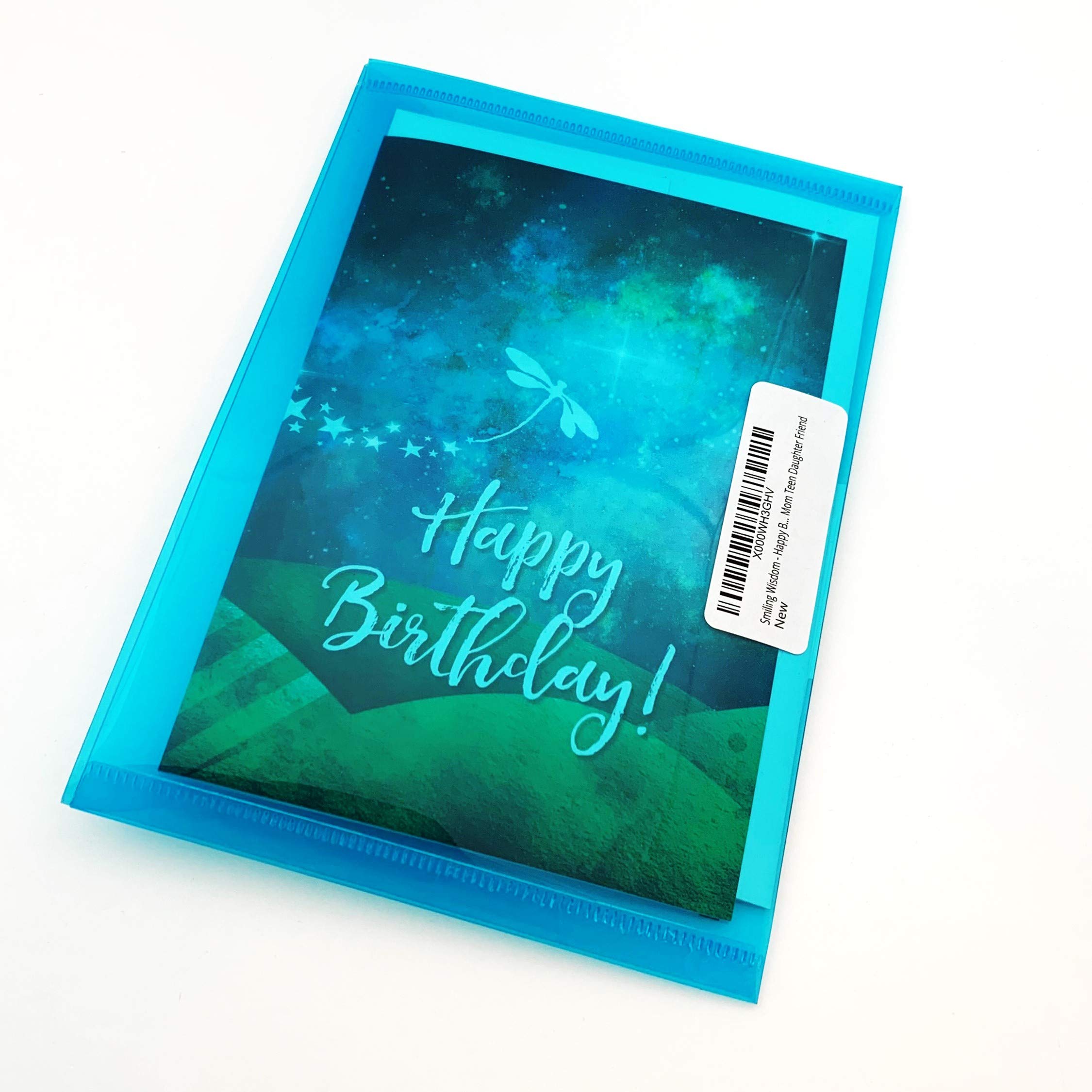 Smiling Wisdom - Happy Birthday Greeting Card Dragonfly Necklace Gift Set - Teen Women (Green Silver Dragonfly)